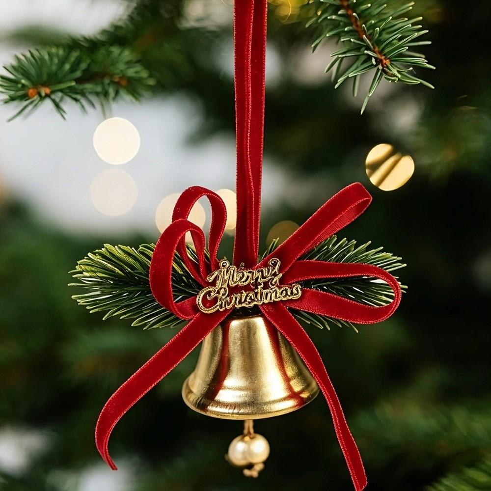 Golden Golden Bell Pendant Pine Cone Xmas Tree Decorations Christmas Bell Ornaments Tree Decor