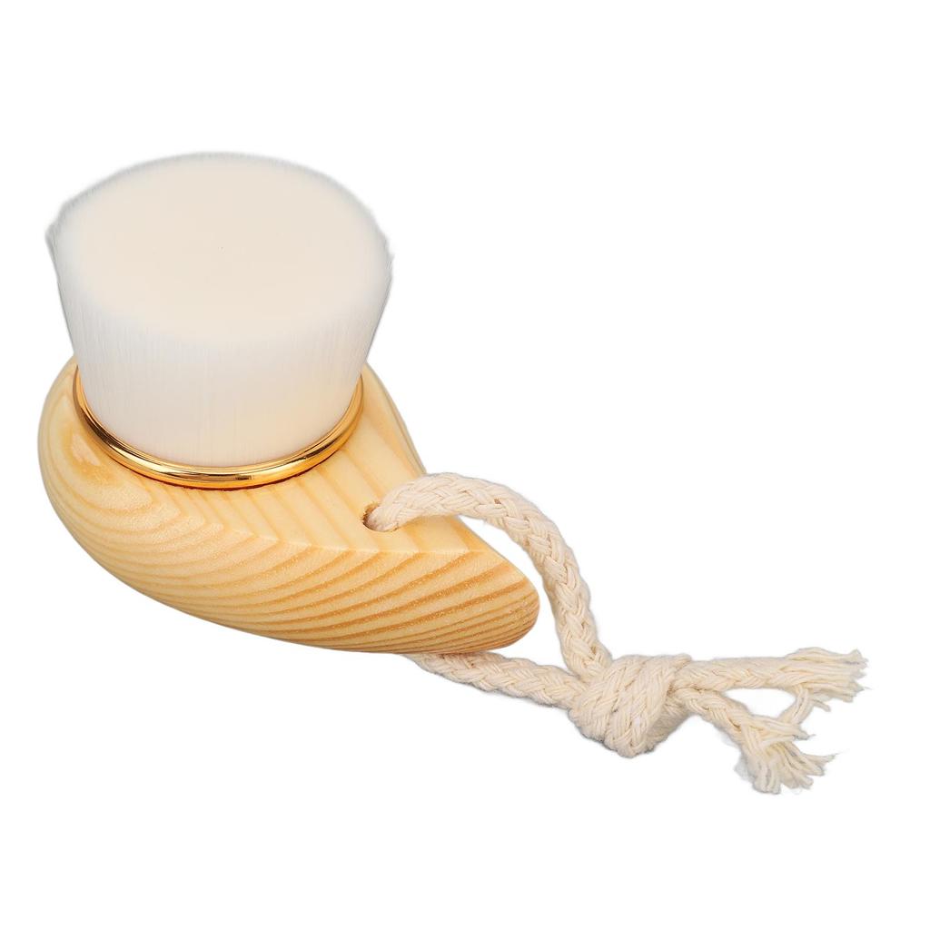Face Cleaning Brush Beech Handle Soft Fiber Bristles Manual Wooden Facial Cleanser with Hang Ring