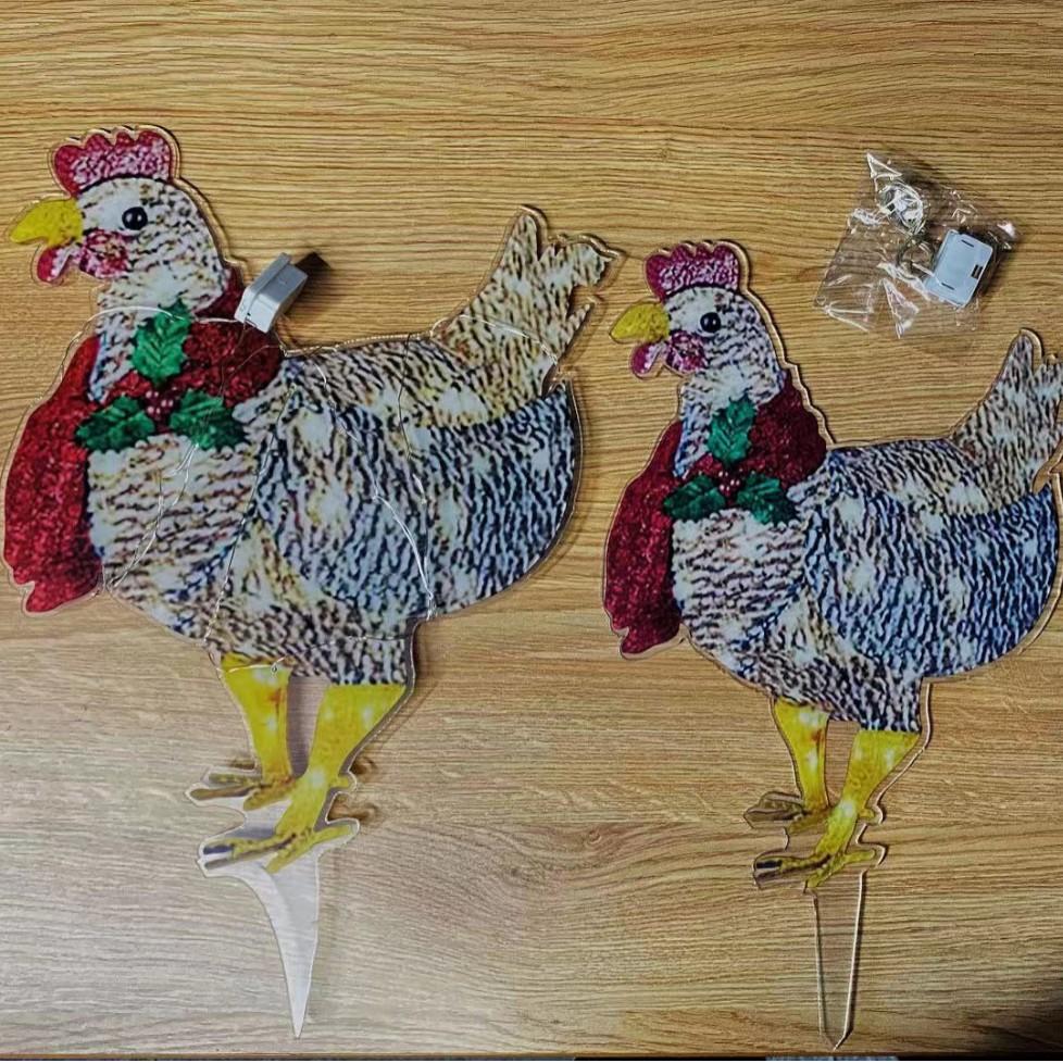 Courtyard Christmas Led Night Lights Outside Garden Decoration Ornaments Chicken Hen Glowing Pastoral Chickens Lamps