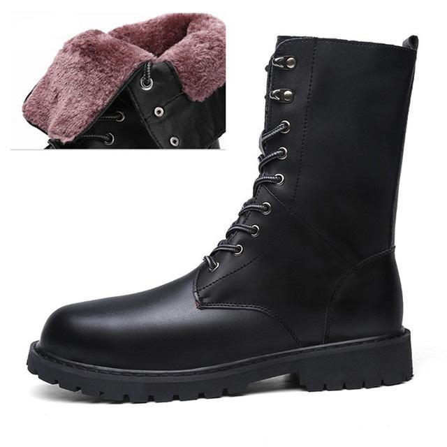 Motorcycle Boots Men Winter Shoes Warm Waterproof Men Leather Boots Footwear Cowboy Tactical Boots Men Casual Shoes Large Size