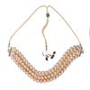 Estele Charming Necklace with Three Lines of Golden Pearls