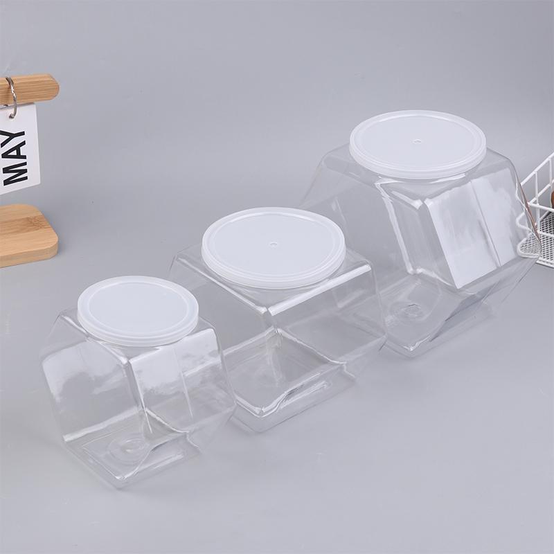 Barattolo Esagonale Trasparente Portatile per Caramelle Biscotti Contenitori in Plastica Confezionamento Sigillati con Coperchio Contenitore per Conservazione Alimentare Articoli per la Cucina