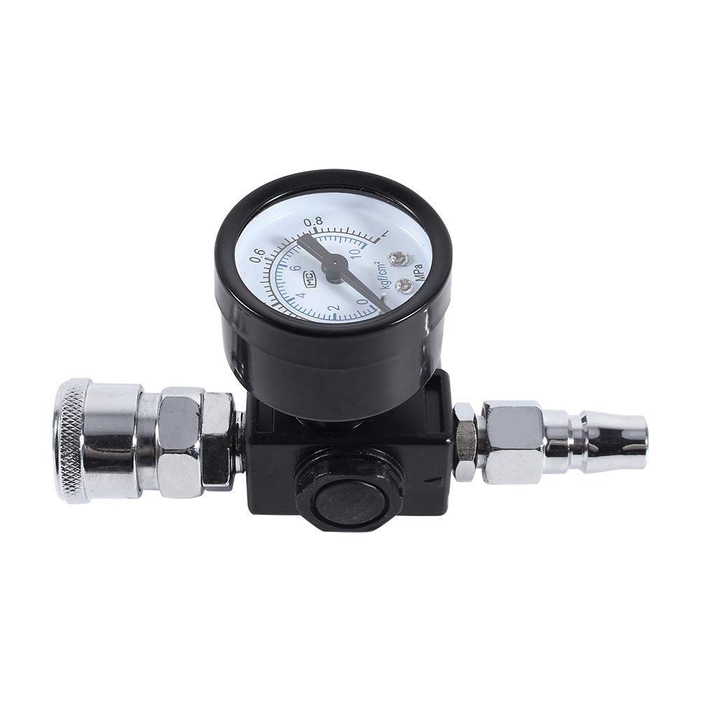 1/4" Air Pressure Regulator with Gauge, Air Pressure Regulator Gauge Adjustment Valve for Spray Guns and Compressors