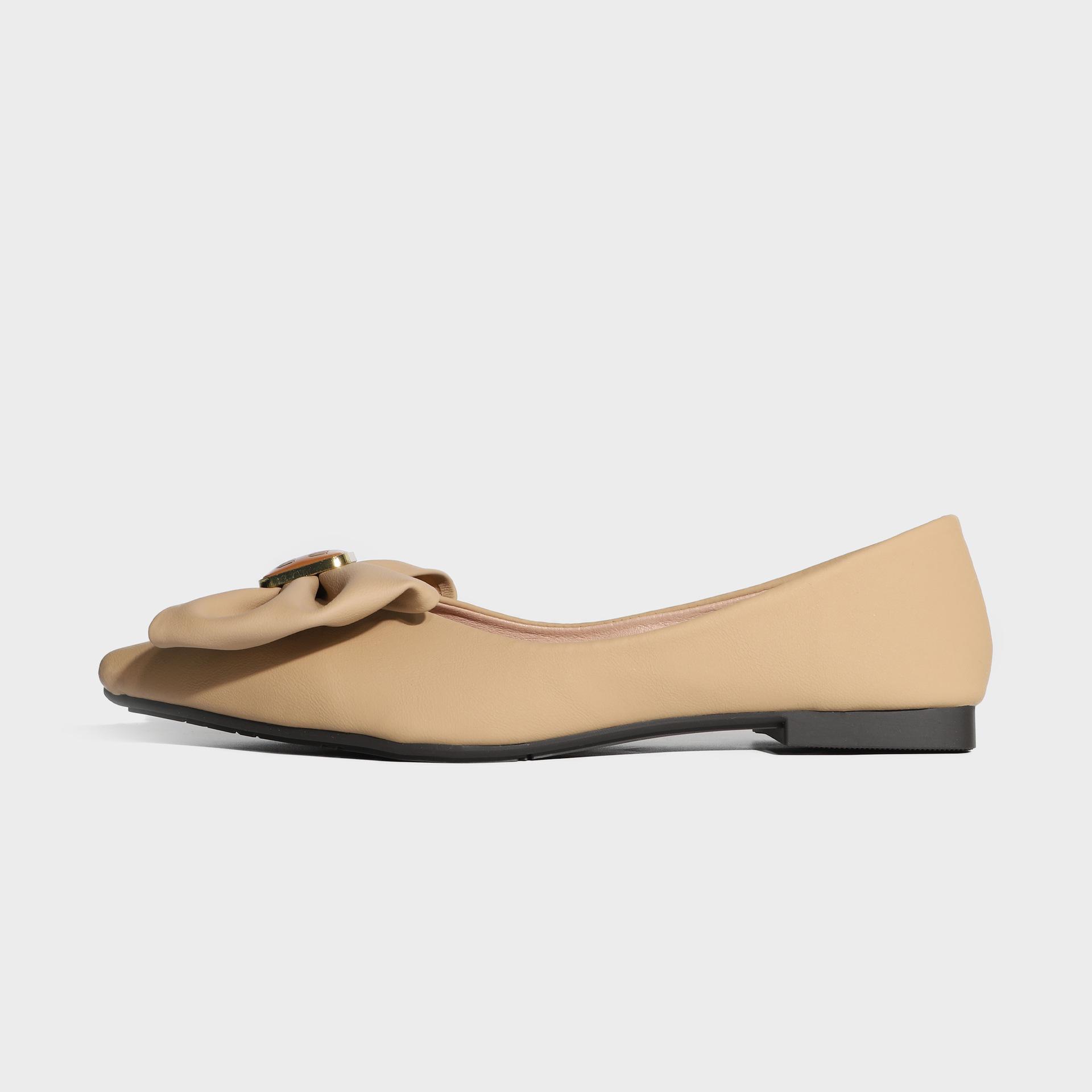 

Туфли-лодочки детские плоские одинарные туфли женские ощущение высокого класса однотонный бант мода женская обувь Хуэйчжоу 2025 весна женские 43 хаки