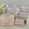 Retro Bowknot Floral Quilted Soft Wash Bag - Palace Style, Cute, Anti-Fall Octagonal Design