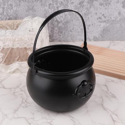 1pc Candy Cauldron Bucket Witch Basket Plastic Treat Black Pot Bowl Kettle Trick Pumpkin Holder Or Goodie Photo Costume