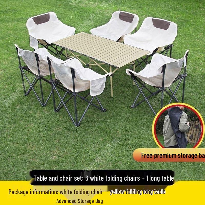Portable Outdoor Folding Chair & Table Set with Backrest for Camping & Home Use