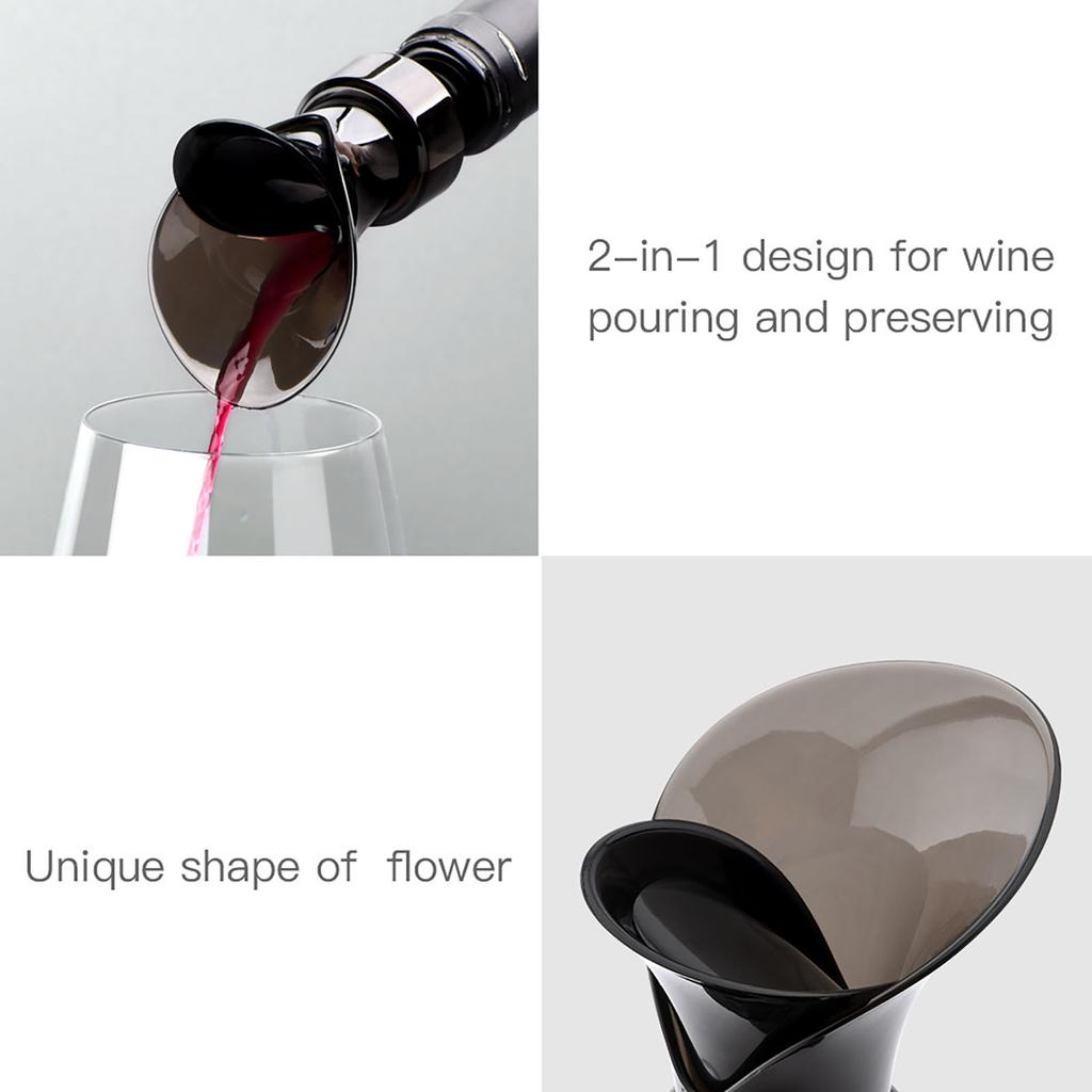 2 In 1 Red Wine Stopper Champagne Sealed Bottle Cap Stopper Leak Proof Keep Fresh Funnel Pour Wine Opener