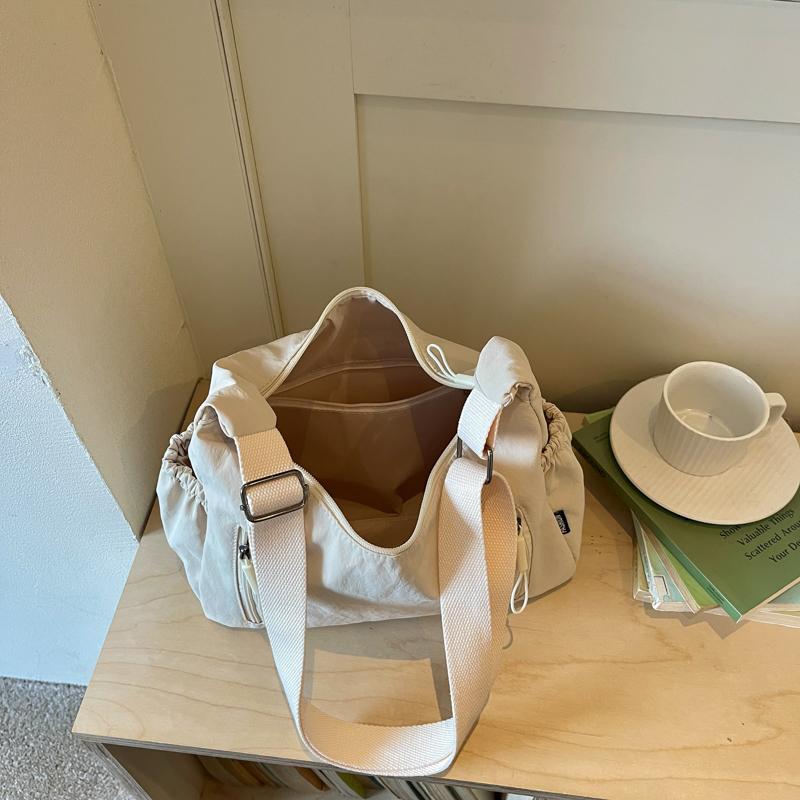 Casual Nylon Crossbody Shoulder Bag with Multiple Zipper Pockets Adjustable Strap Lightweight Hobo Purse