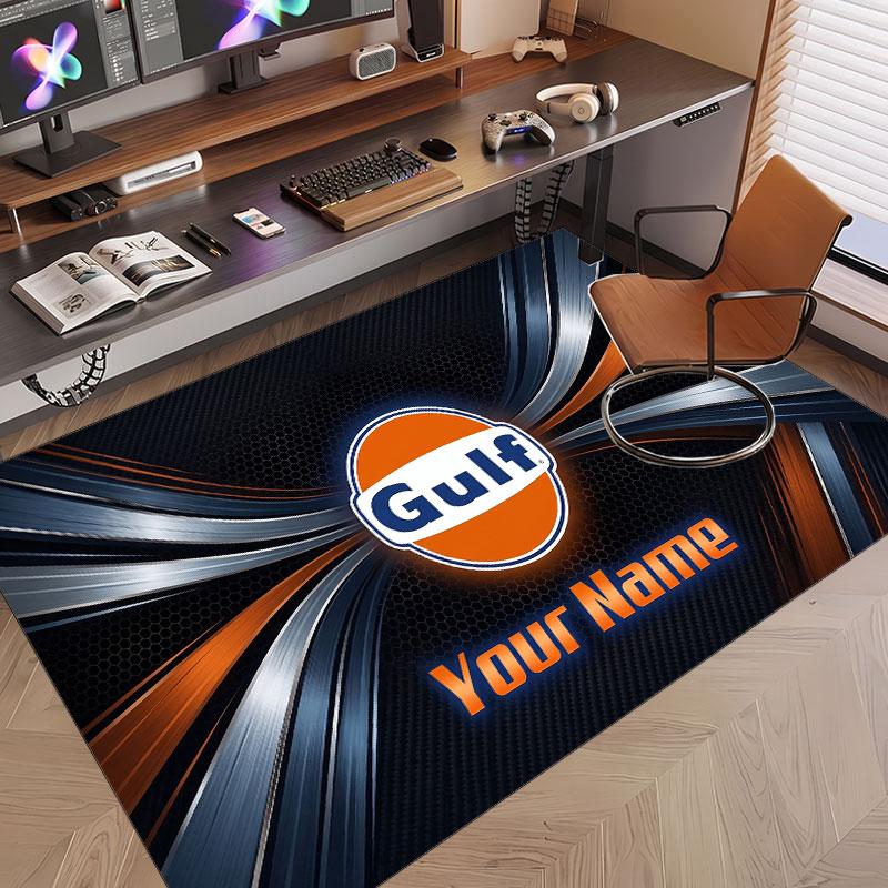 Custom Rug Gulf Pattern Print Name Text Soft Non‑Slip Floor Carpet for Home Indoor Decoration