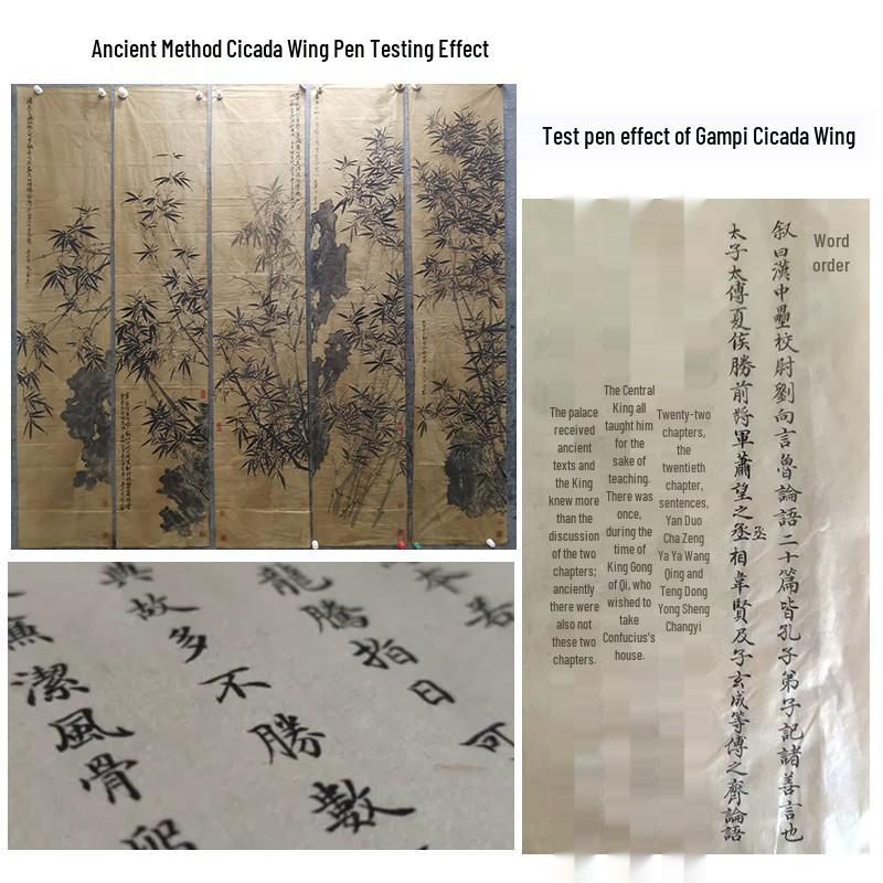 Ancient Method Bamboo Paper: Plant-Dyed Xuan Paper for Cursive Script Sutras, Goose Skin Texture, Semi-Ripe, Retro Style.