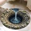 3D Stone Pattern Round Rug Modern Gray Area Rug Non Slip Washable Carpet Circular Floor Mat Living Room Bedroom Home Decor