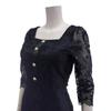 GRAXIA Cabaret Midi Perfect for Hostess Square Pearl Size L Dress, Dress, High-Waisted, Hostesses, Clubs, Lounges, 3/4 Sleeves, Neck, Buttons, Lace,