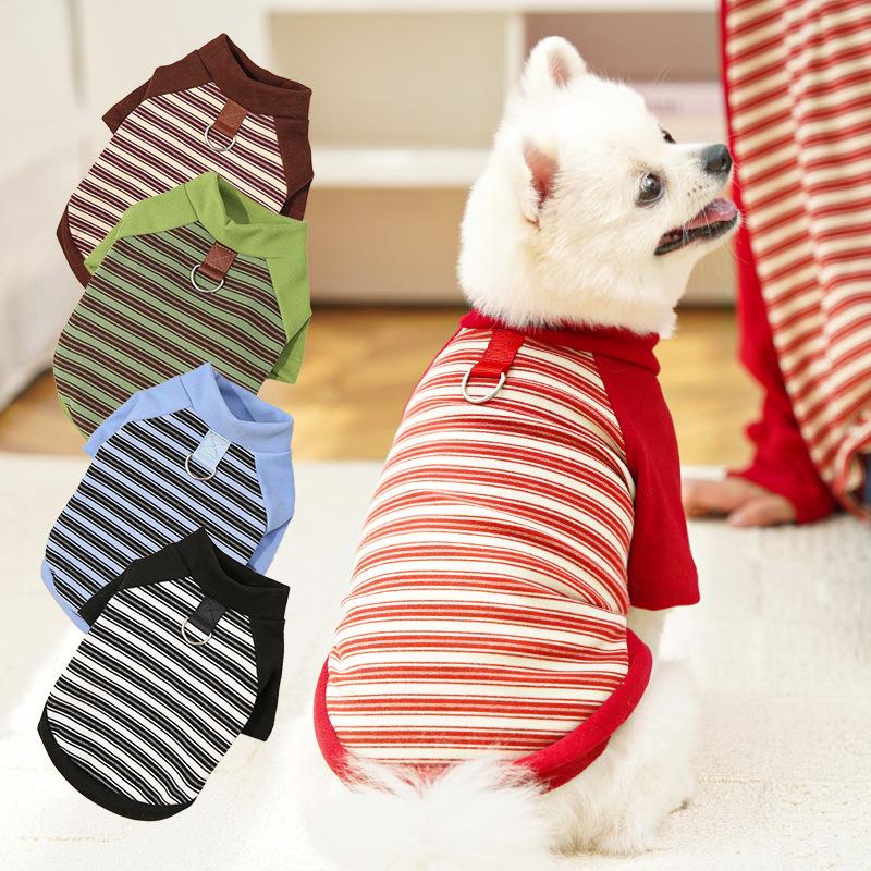 Striped Dog and Cat Pet Clothing, Cat Clothes, Dog Supplies, French Bulldog Base Shirt