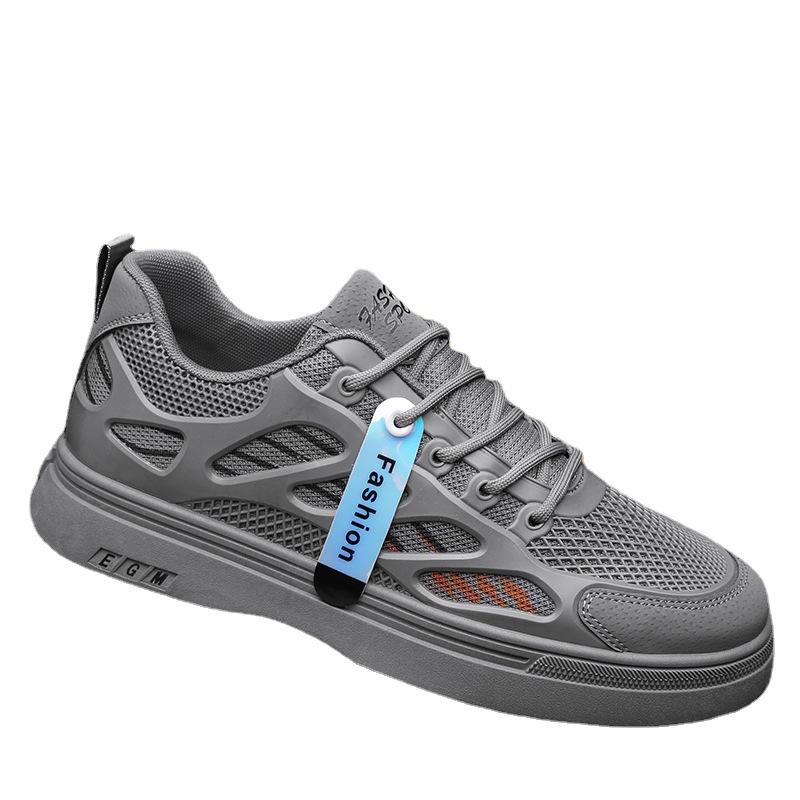 Letní pánské boty malé bílé boty ležérní trendy boty všestranné síťované sportovní dospívající žáci základní školy ploché boty síťované boty prodyšné