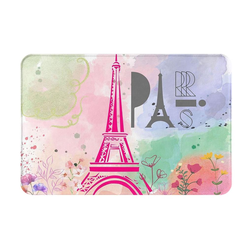 Eiffel Tower Drawing Non-slip Doormat Floor Mat Water Oil Proof Carpet Rug for Kitchen Entrance Home Bedroom Footpad Mats