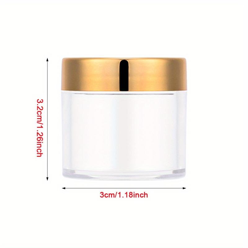 20pcs 10ml Golden Lid Mini Transparent Empty Box for Cosmetic Travel Bottle Containers Storage Nail Acrylic Powder/Glitters Jars