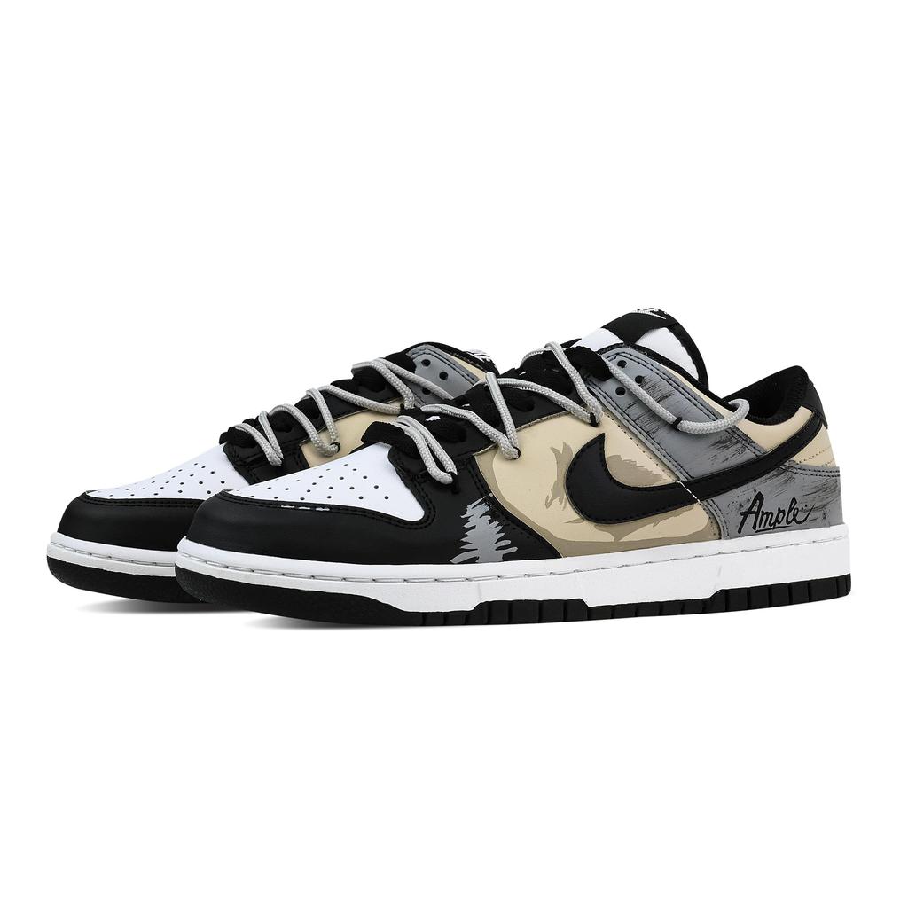 Nike Dunk Vintage Motifs Mixtes 1 Résistantes à l'Abrasion Basse Chaussures de Skateboard Unisexe Beige Gris HF5441-100(Team773-1)