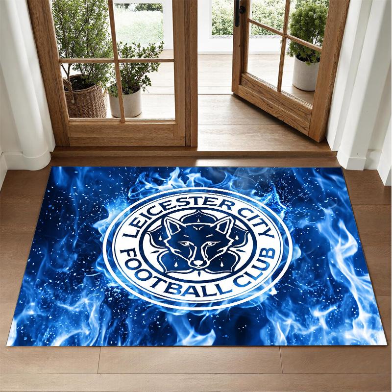 Leicester City Football Design Crystal Velvet Rug Soft Decorative Mat for Bedroom Entrance