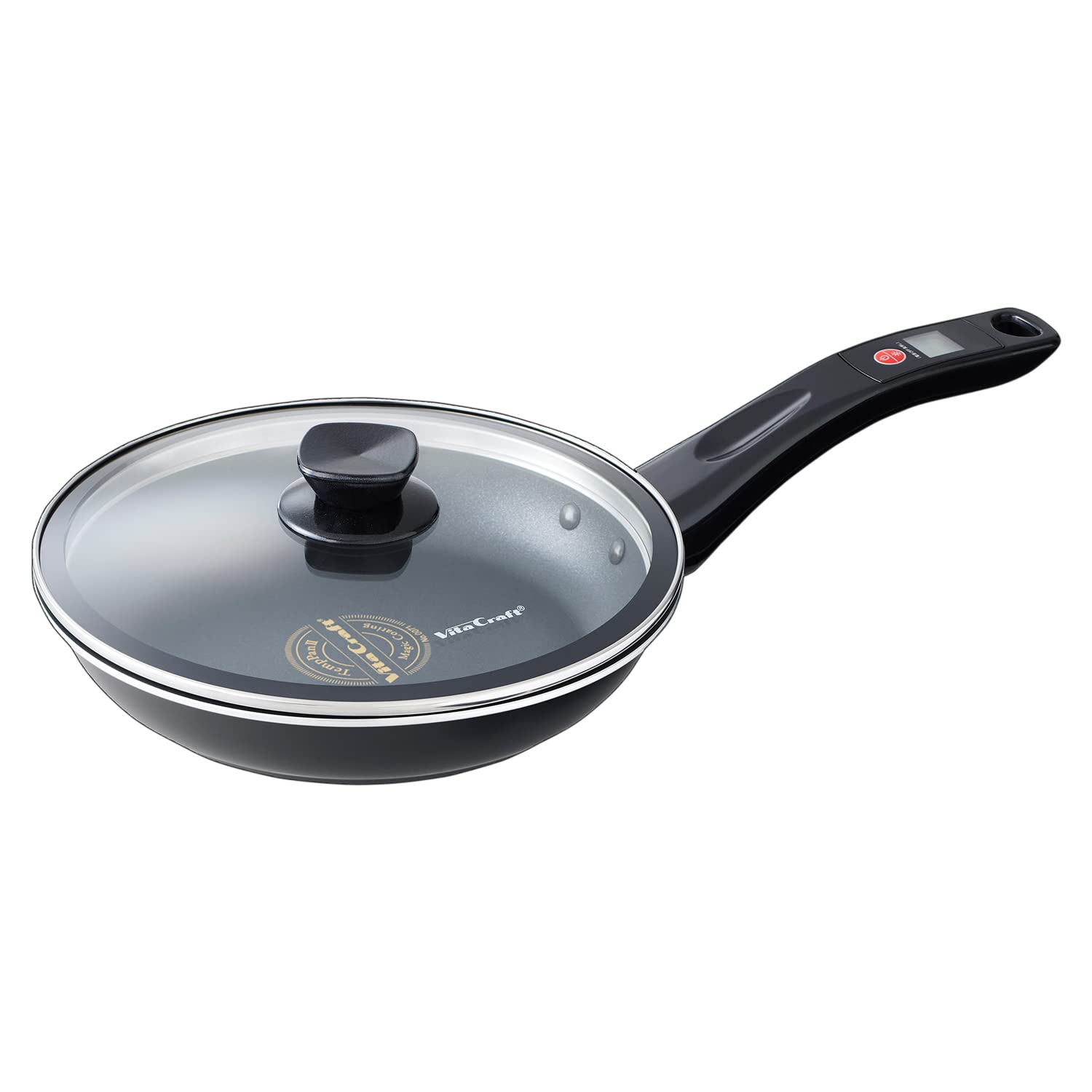 

Vita Craft TempPan II Frying Pan, 22cm, with Glass Lid, Deep Black