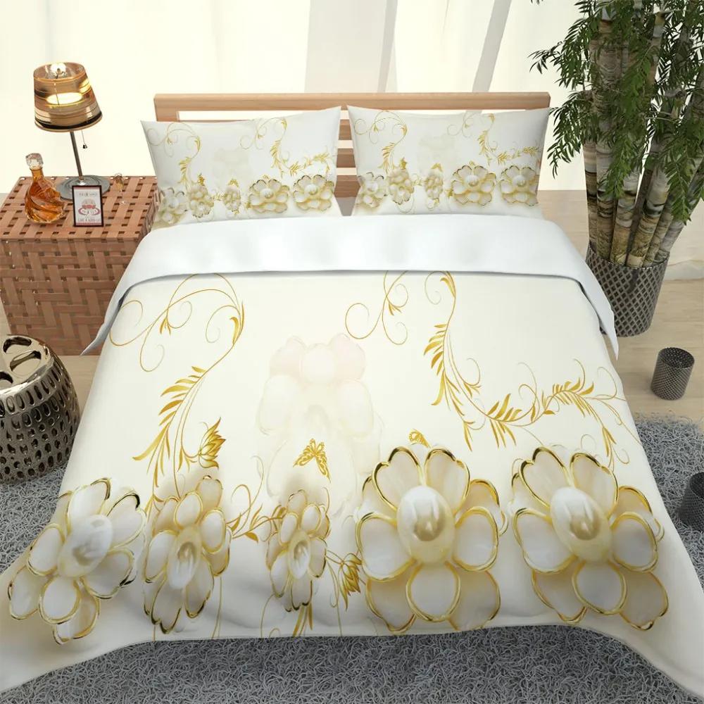 3D Angel Bedding Collection Golden Luxury Bedclothes European Pattern Duvet Cover Retro Chain Comforter Cover 3 Piece For Girls Boys