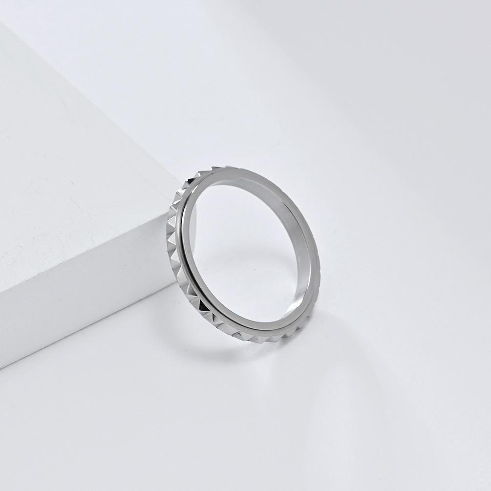 Inel de decompresie rotativ cu zăbrele cu diamante late de 3 mm pentru bărbați, femei, bijuterii de titan negru, unisex, inele pentru degete pentru cupluri, inel cu o singură coadă pentru fete