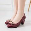 With Medium Heels Round Toe Chunky Bow Woman Pumps Square Shoes for Women Block Heel On Sale Genuine Mark Casual Slip Beau Today