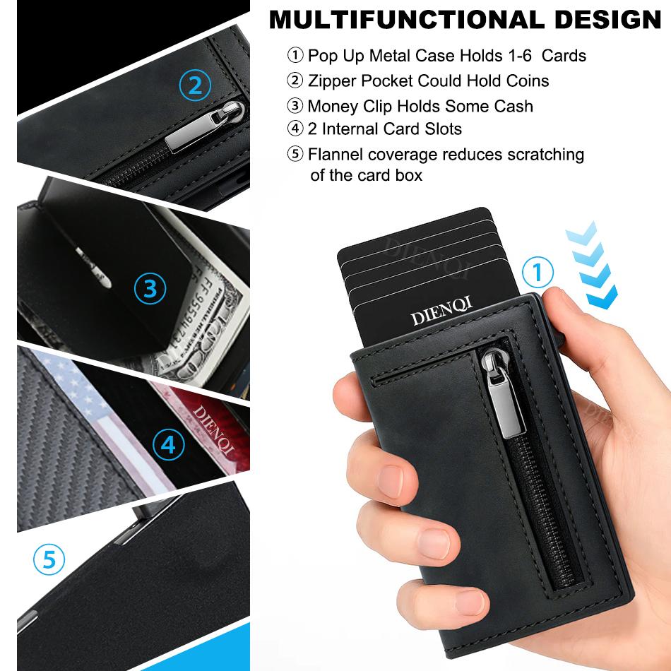 Men Wallet Money Bag Carbon Fiber Rfid Credit Card Holder Luxury Minimalistic Slim Thin Wallet Black Clutch Purse Male
