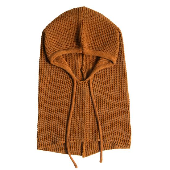 Strikket hodeplagg ensfarget justerbar snøring hettegenser skjerf høst vinter vindtett varm lue elastisk termisk lue