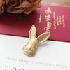 Vintage Matte Gold Rabbit Brooch Big Ears Three-dimensional Rabbit Pin Women's Cardigan Sweater Shawl Buckle Corsage Accessories