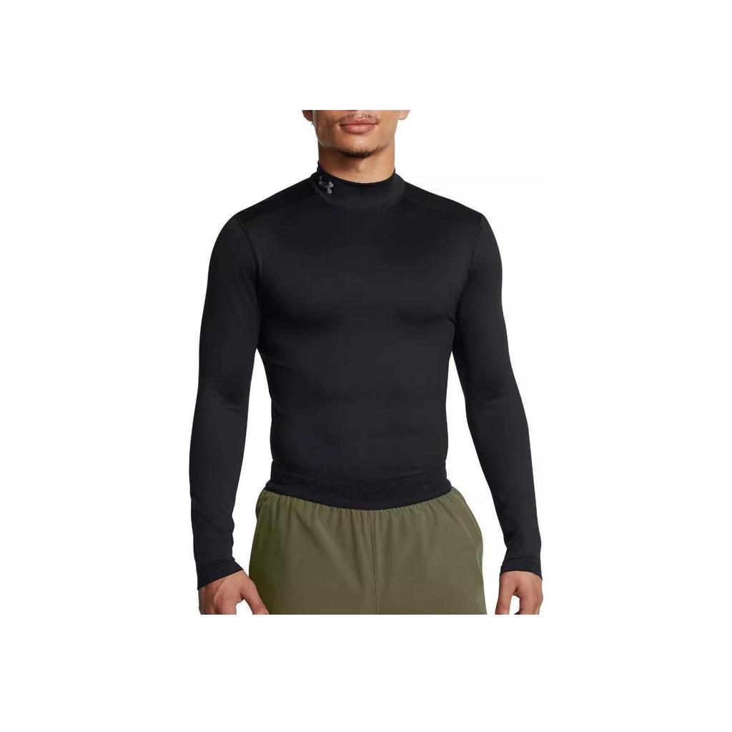 Under Armour Coldgear Solid Slim Fit Stand Collar Versatile Long Sleeve T-Shirt Men Tops Black 1386942-001