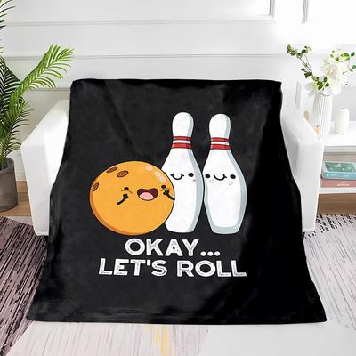 Cartoon Bowling Flannel Throw Blanket Flannel Printed Blanket Suitable for All Seasons Suitable for Living Office Sofa Travel