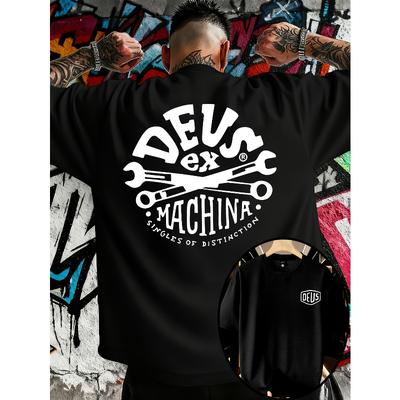 European Size Men'S Trendy Loose-Fitting Round Neck T-Shirt, Casual Everyday Short-Sleeve Tee, DEUS, Print T-Shirt, Suitable As a Gift