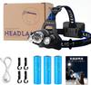 Enhanced LED USB Rechargeable Headlamp with High Most Sensor Zoom 6 Lighting Modes Rear Recognition Outdoor Night Adjustable Beam Battery Level New