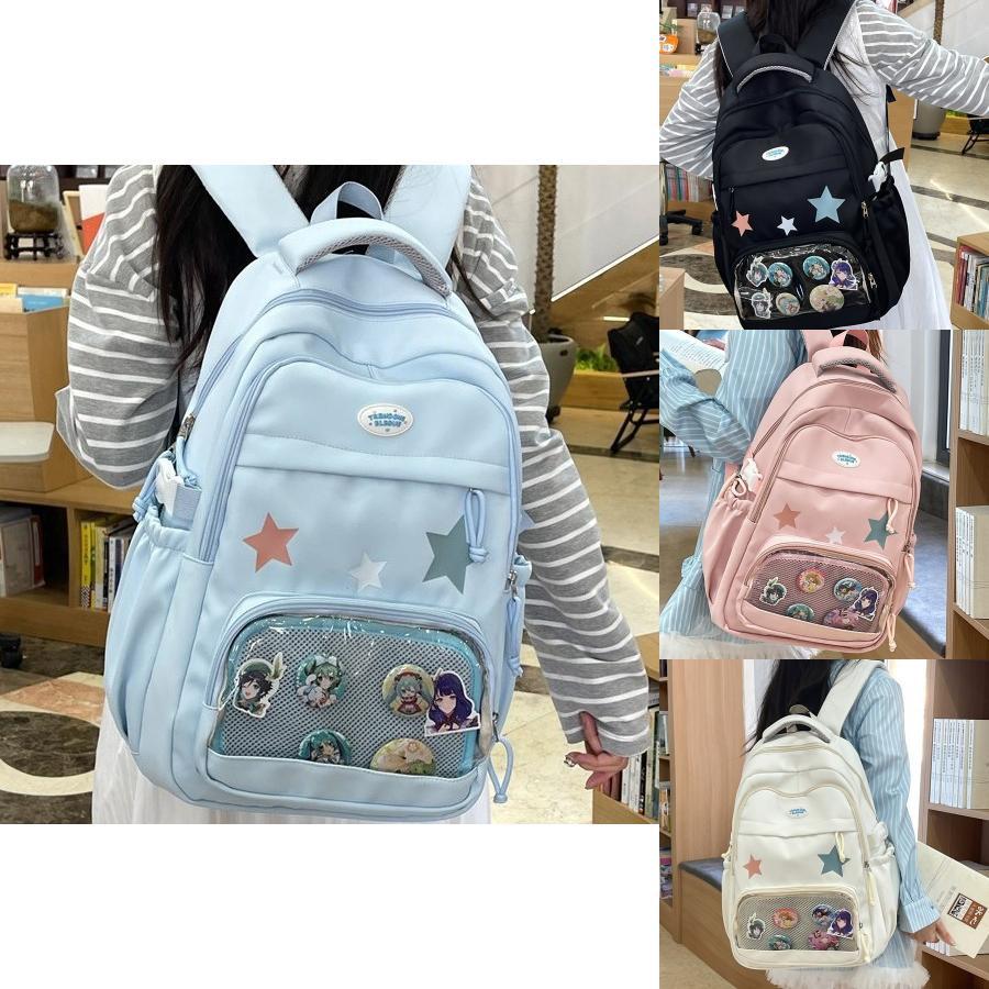 Starry Sky Transparent Backpack With Breathable Comfort For Middle School Students