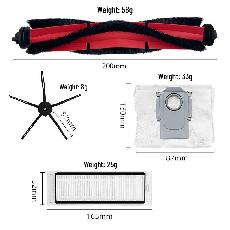 Roborock Q5/Q5+ Vacuum Accessories: Main Brush, Side Brush, HEPA Filter, Dust Bag