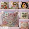 Mother'S Day Cushion Cover Natural Linen Pillow Case Double-Sided Print Decorative Sofa Pillowcase Home Decor Gift