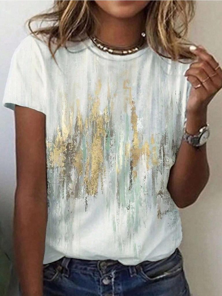 3D Druck Damen T-Shirt Form Rundhals Zielaufdruck Regular Fit Damen T-Shirts Lässige Kurzarm Tops Harajuku T-Shirt Für Frau Sommer