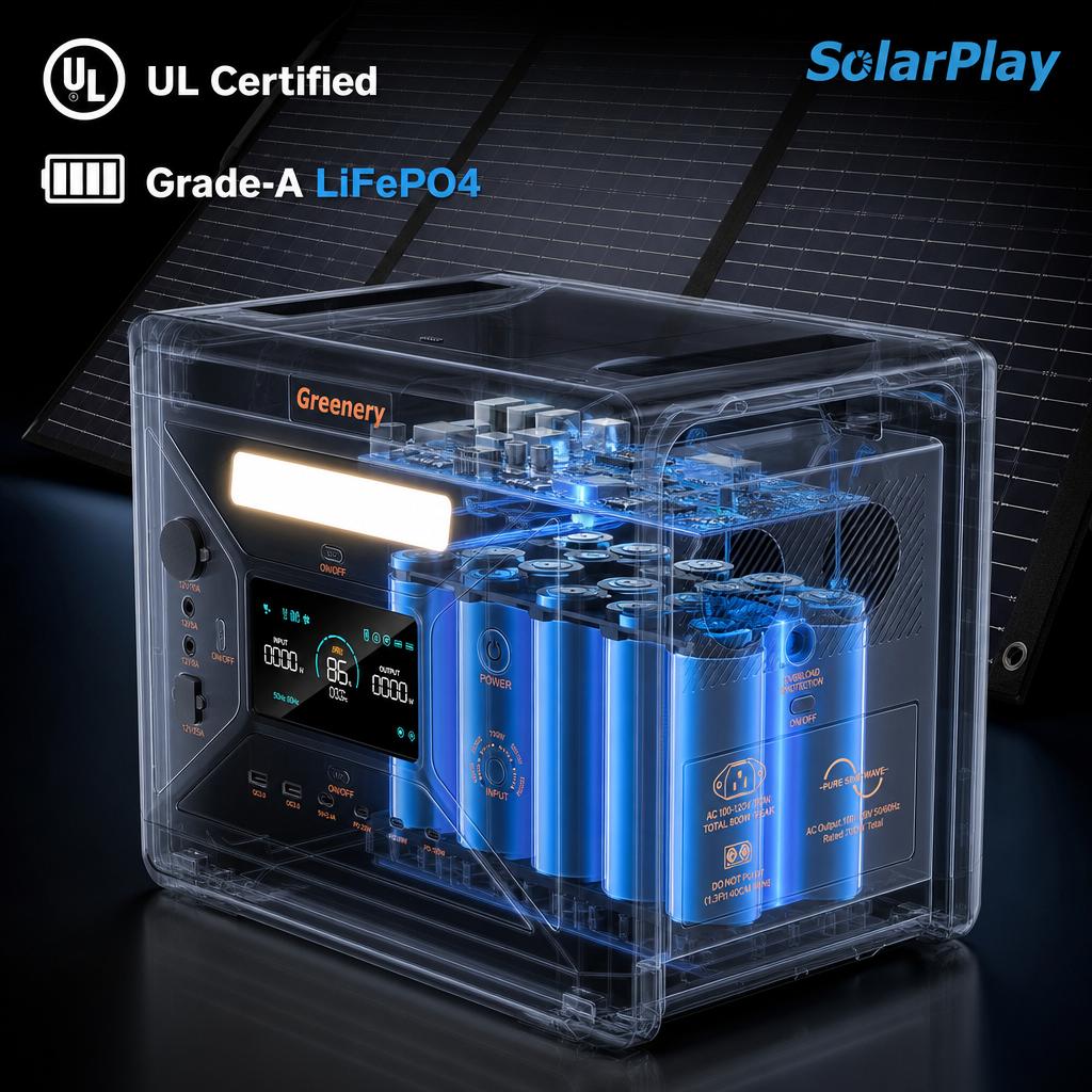 Solarplay 2500W Portable Power Station 2304Wh Solar Generator with 400W Solar Panel UL Certified Home Backup