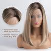 Shoulder Length Straight Lace Wigs Brown Dark Roots Silky Party Synthetic Hair Natural Soft Daily Wigs for Women Heat Resistant