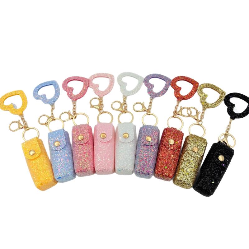 Chic Lipstick Holder Keychain Portable Makeup Bag Built-In Mirror Lipstick Protector Travel Companion