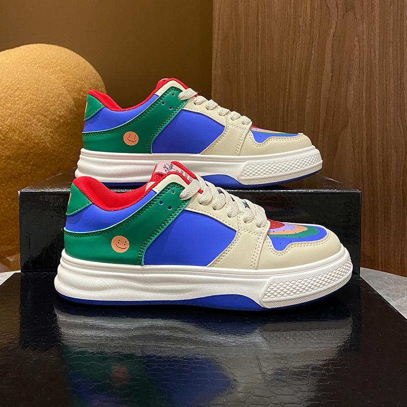 

Женская обувь. Модные белые туфли радужного цвета. Повседневные спортивные кроссовки. 40 синий