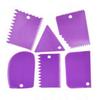 6PCS Cake Scraper Smoother Trapezoidal Semicircle Arc Triangular Sawtooth Cream Scraper Cake Making Tool Set Purple