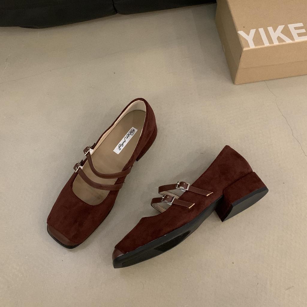 Bailamos New Brand Women Flat Sheos Fashion Shallow Slip On Shoes Square Low Heel Dress Shoes Casual Laofer Mujer