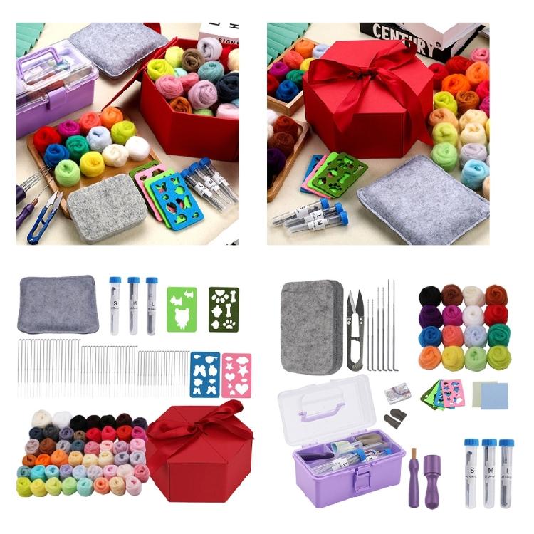 Needle Felting Set Needle Felting Starter Kits with Felting Tool Wool Roving Set Needle Felting Supplies for Craft