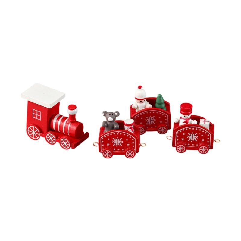 

Classical Green Christmas Wood Train Sculpture Durable Festival Tabletop Decoration Christmas Train Ornament красный
