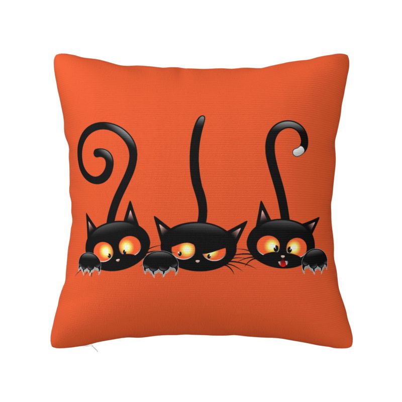 Cartoon Black Cat Cushion Cover Soft Nordic Throw Pillow Home Decoration