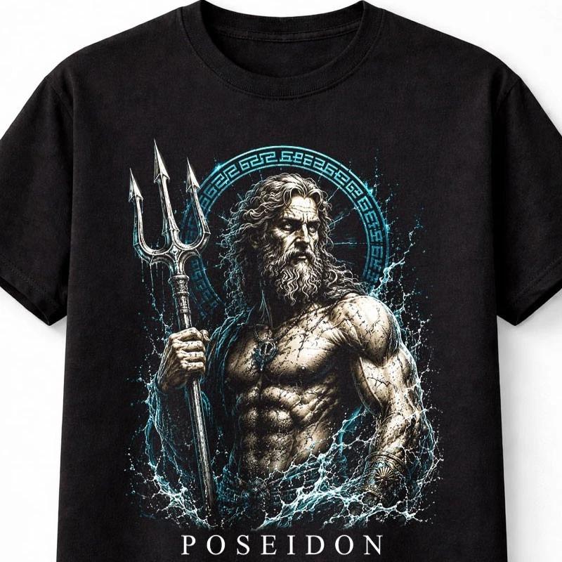 Poseidon Greek God of the Sea Trident Mythology Unisex TShirt S