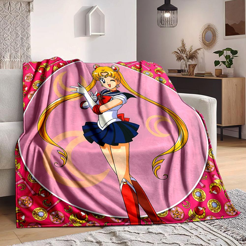 1PC Sailor Moon Blanket, Throw For Sofa, Bed, Travel, Camping, Livingroom,