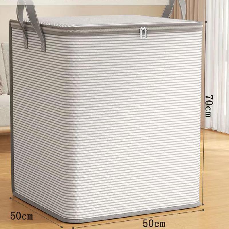 1Pc Portable Large Capacity Quilt Storage Bag Foldable Cute Strip Pattern Clothes Organizer Perfect Home Moving Storage Bag